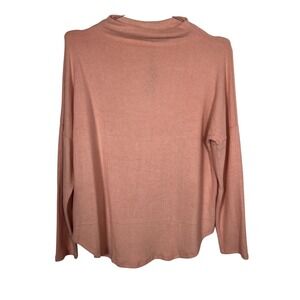 Pink Mock Neck Minimalist Sweater Relaxed Fit Drop Shoulder Knit Top 1X New